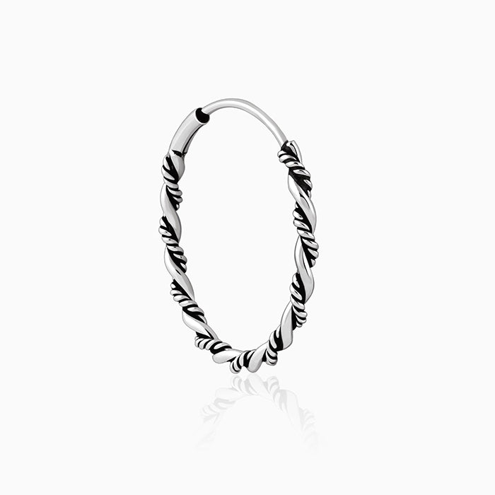 Oxidised Silver Twist Hoop Earrings