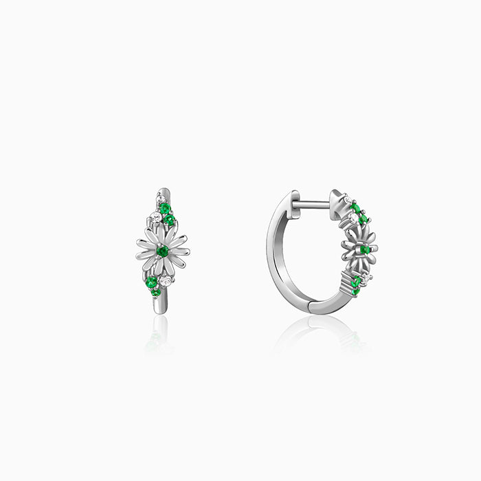 Silver Dreamy Flower Hoop Earrings