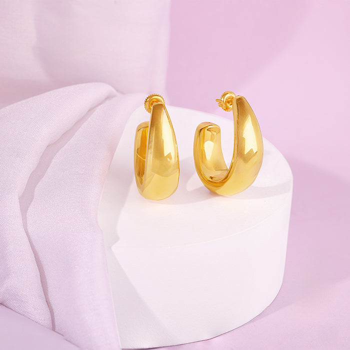 Golden Trendy Hoop Earrings
