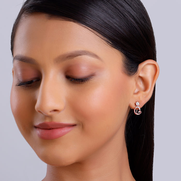 Rose Gold Hearty Sparkles Earrings