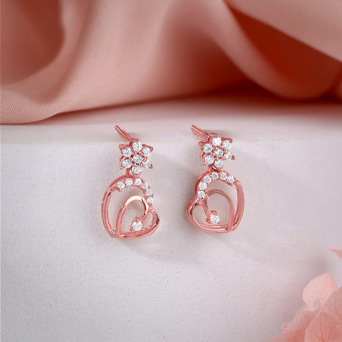 Rose Gold Hearty Sparkles Earrings