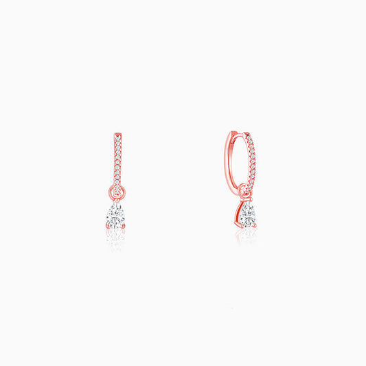 Rose Gold Rain Drop Hoop Earrings