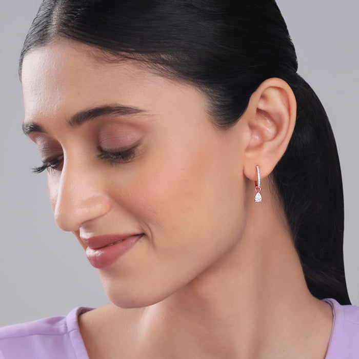 Rose Gold Rain Drop Hoop Earrings