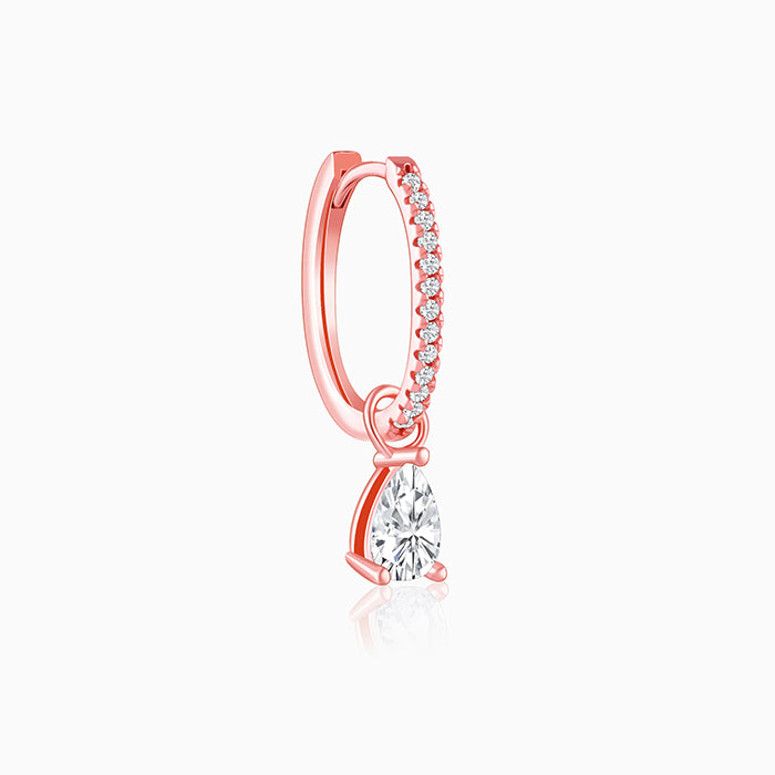 Rose Gold Rain Drop Hoop Earrings