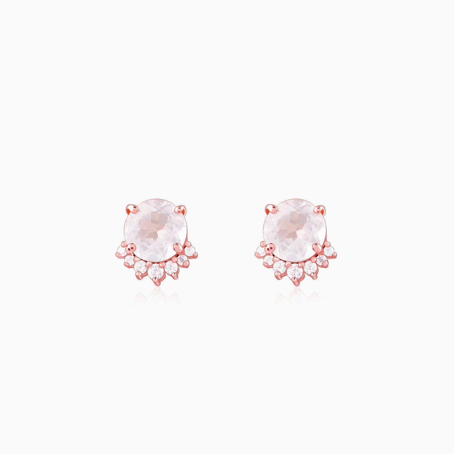 Rose Gold Bloom Rose Quartz Stud Earrings