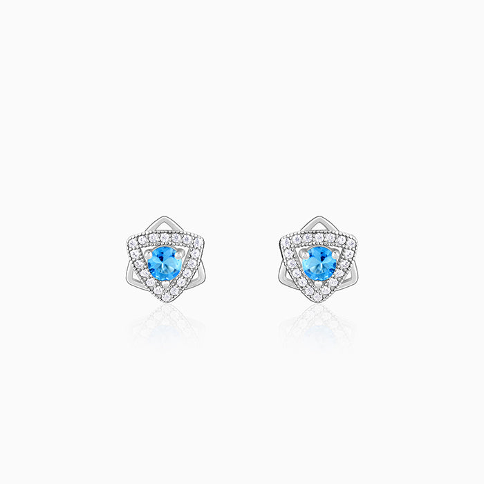 Silver Aqua Blue Star Earrings