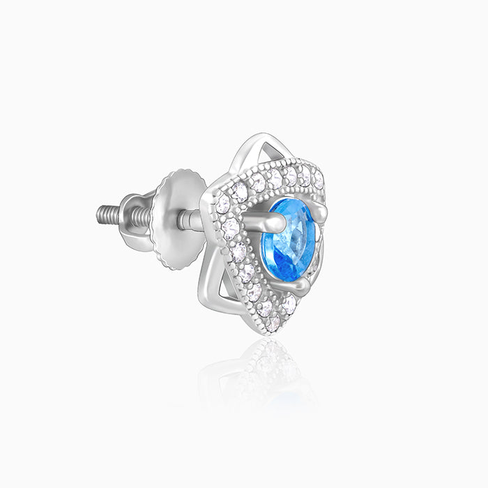 Silver Aqua Blue Star Earrings