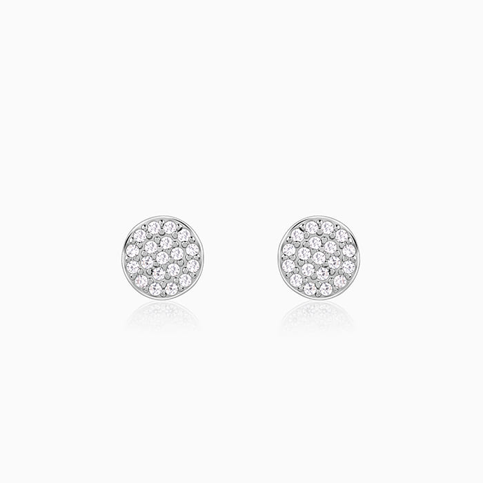 Silver Shimmering Sphere Stud Earrings