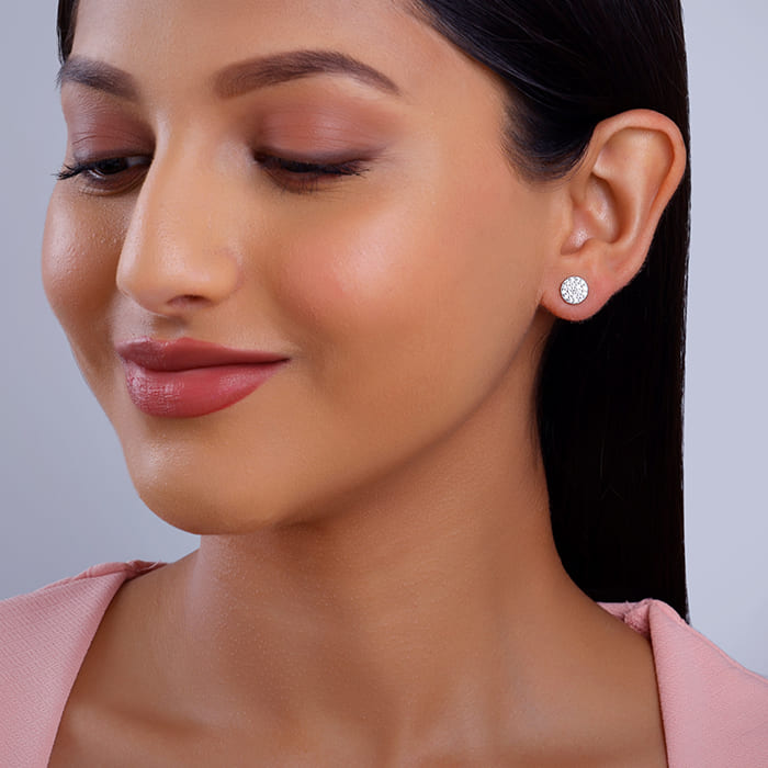 Silver Shimmering Sphere Stud Earrings