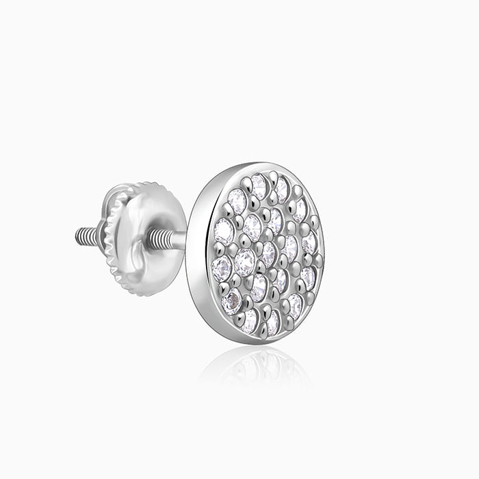 Silver Shimmering Sphere Stud Earrings