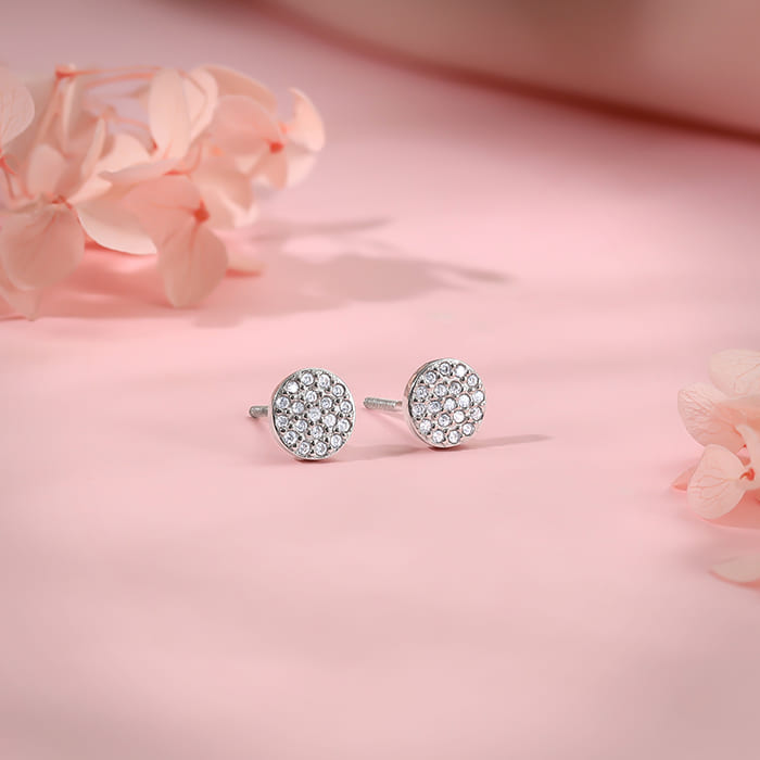 Silver Shimmering Sphere Stud Earrings