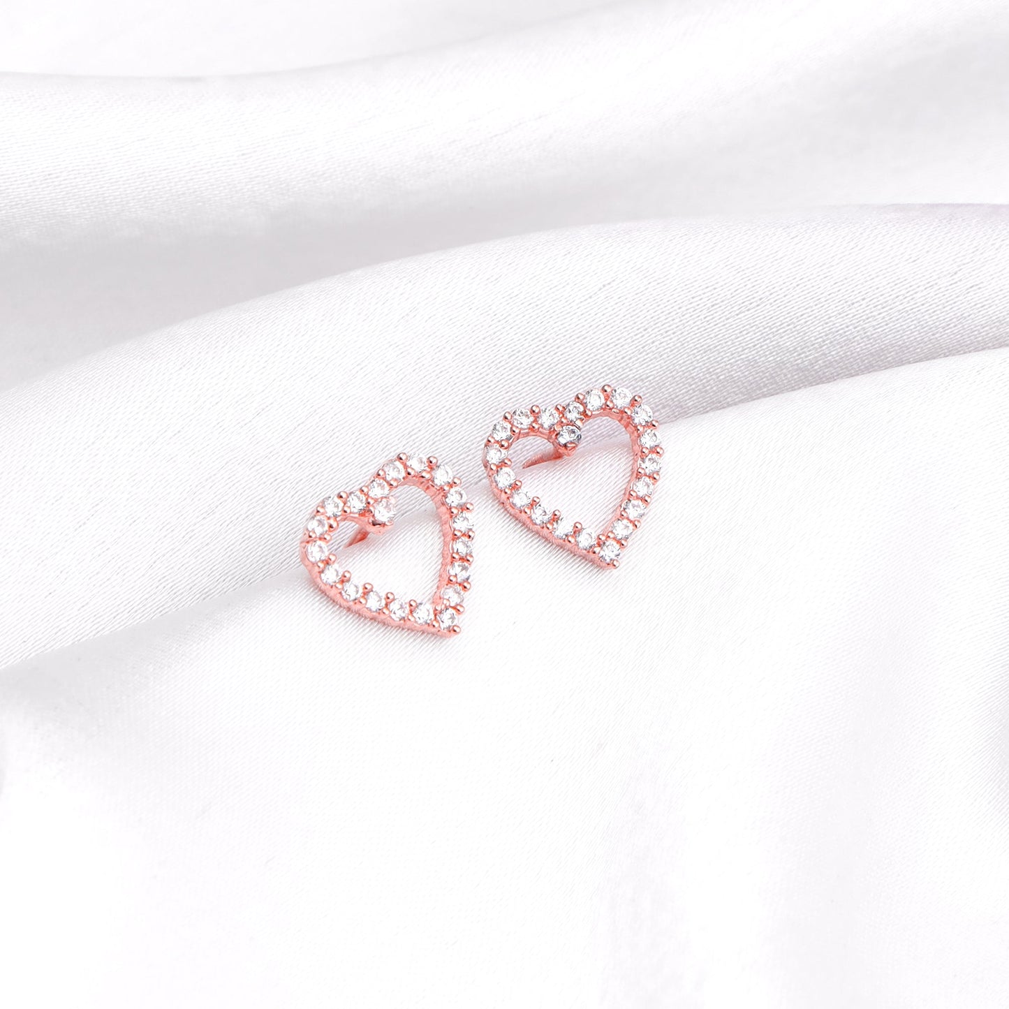 Rose Gold Studded Heart Earrings