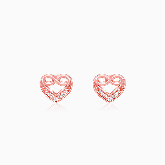 Rose Gold Infinite Love In Heart Earrings