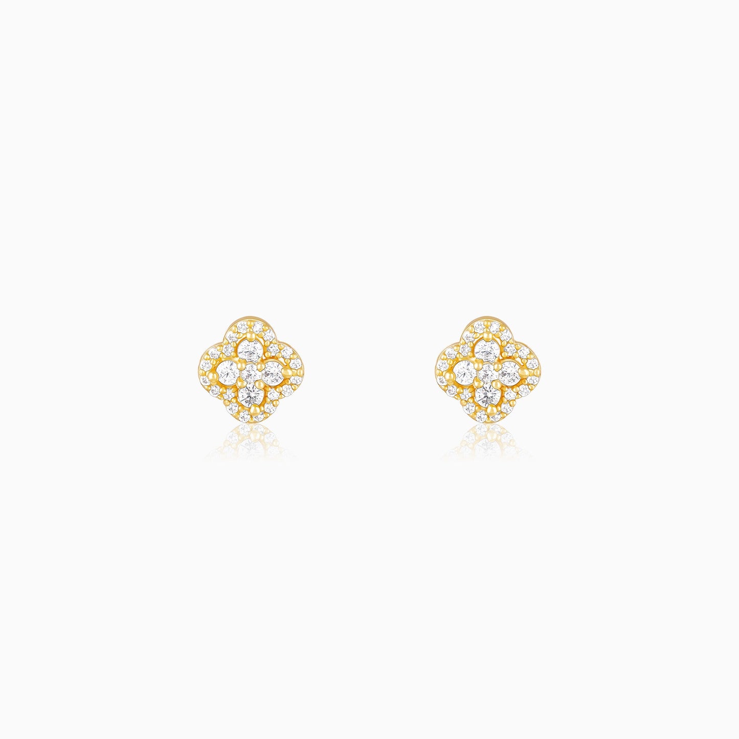 Golden Pansy Flower Earrings