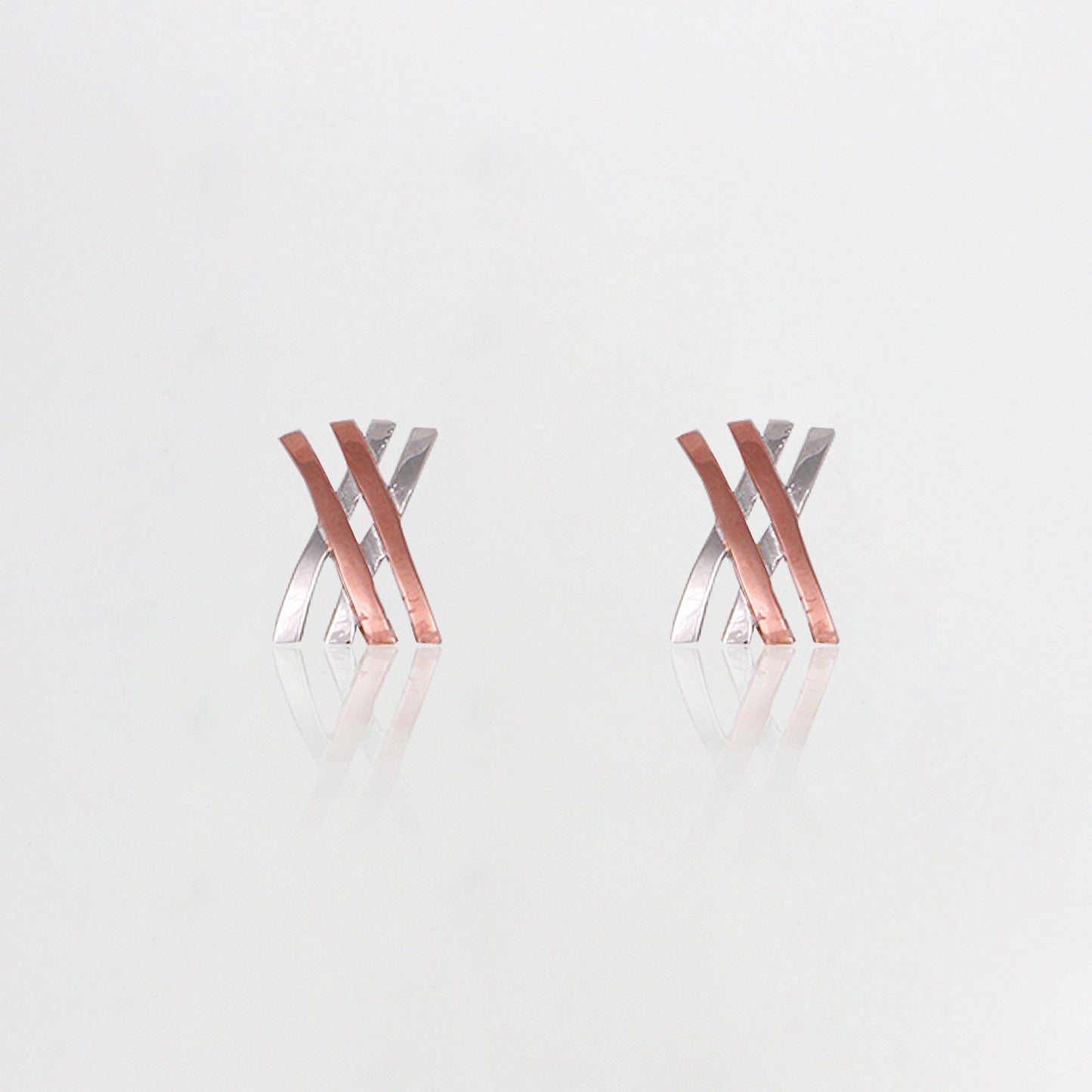 Silver Rose Gold Linear Earrings