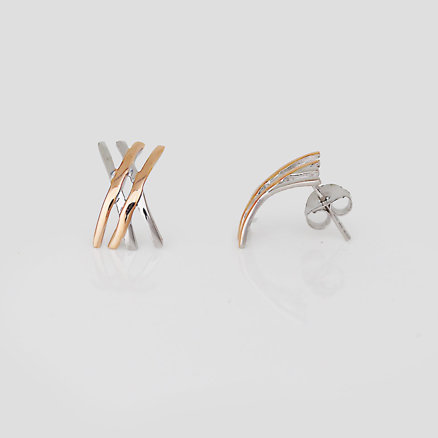 Silver Rose Gold Linear Earrings