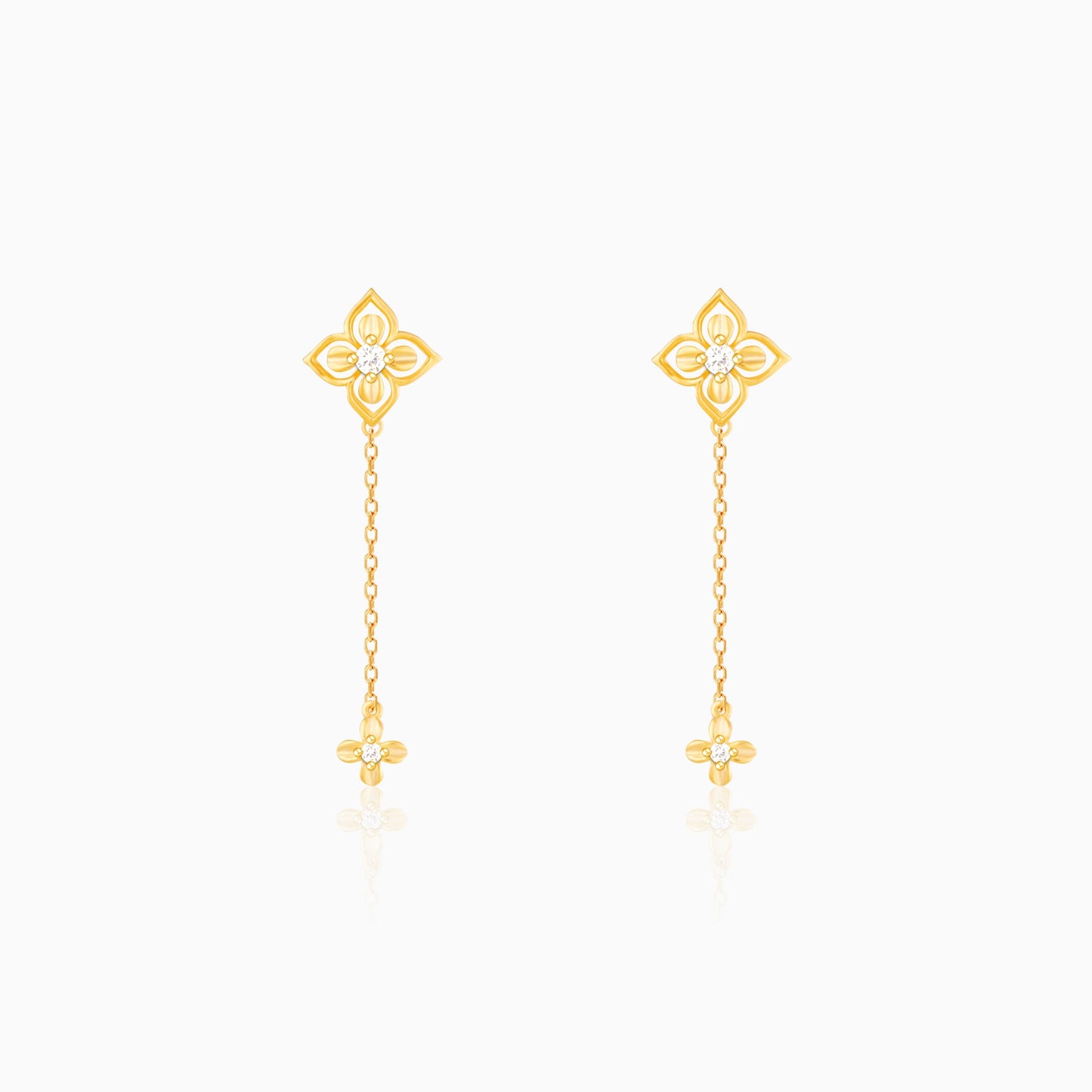 Golden Artsy Floral Earrings