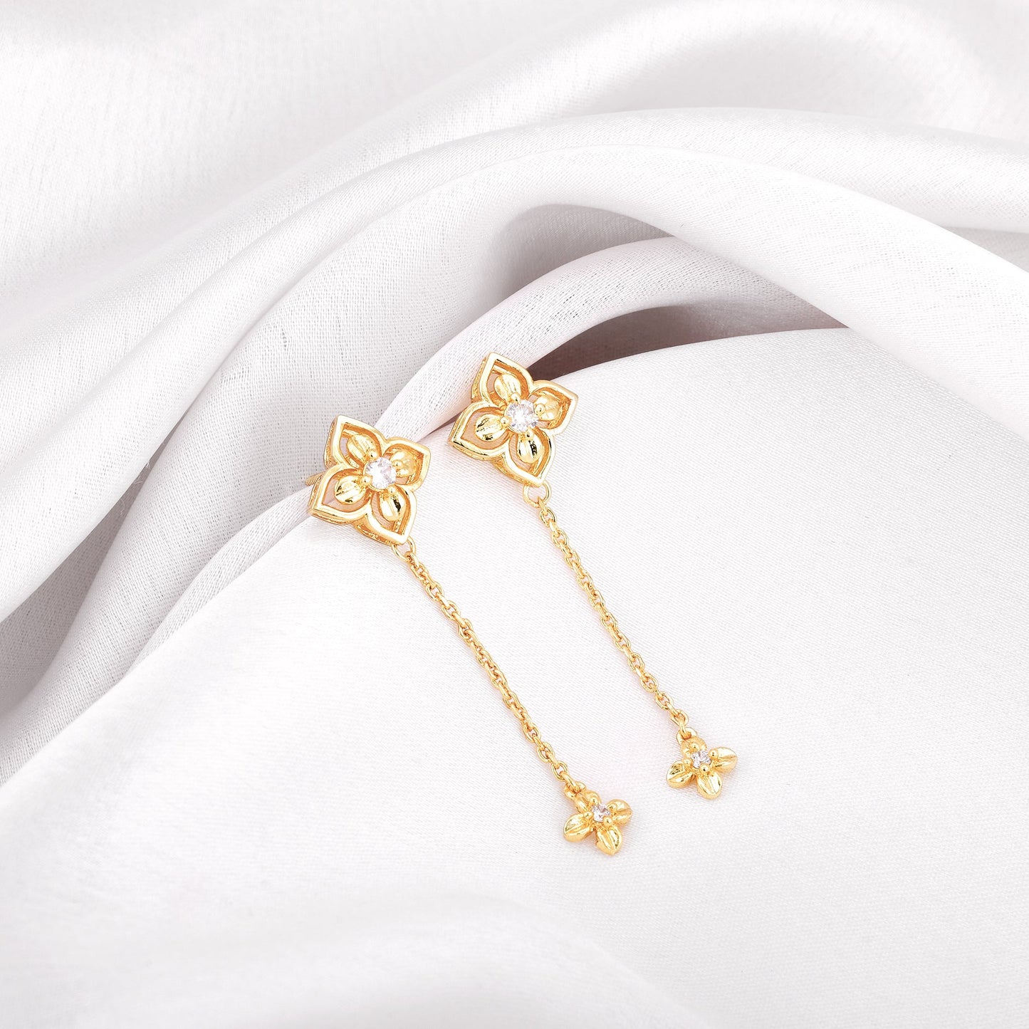 Golden Artsy Floral Earrings