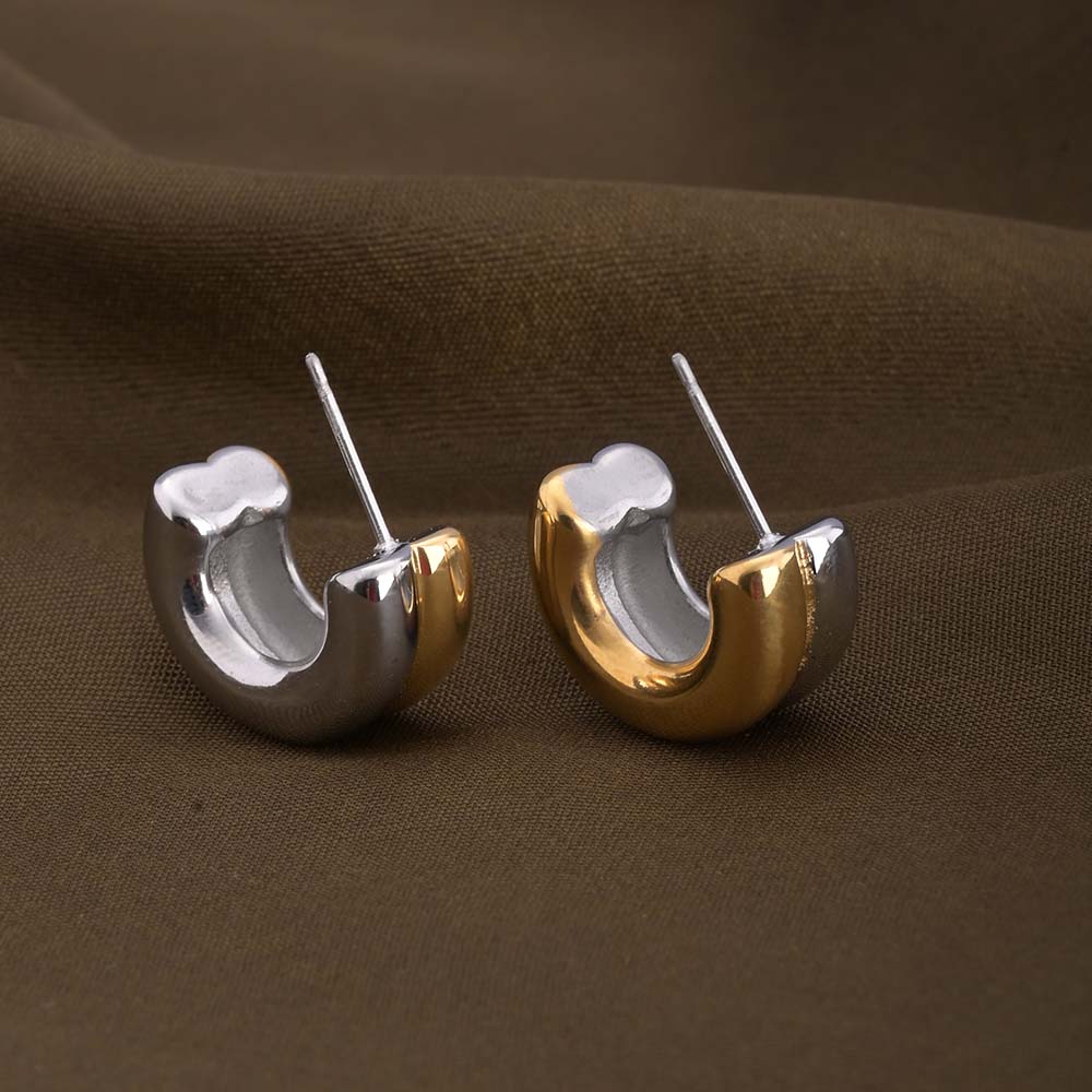 Golden Silver Chunky Hoop Earrings