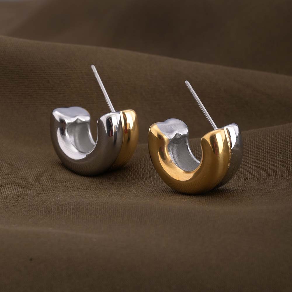 Golden Silver Chunky Hoop Earrings