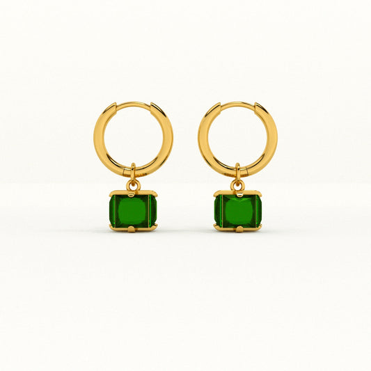 Emerald Hoop Earrings