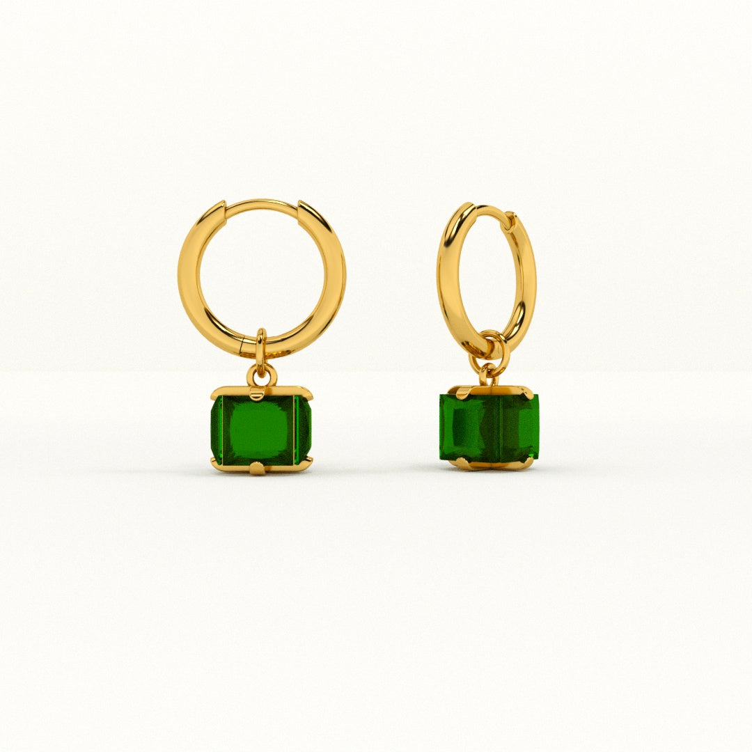 Emerald Hoop Earrings
