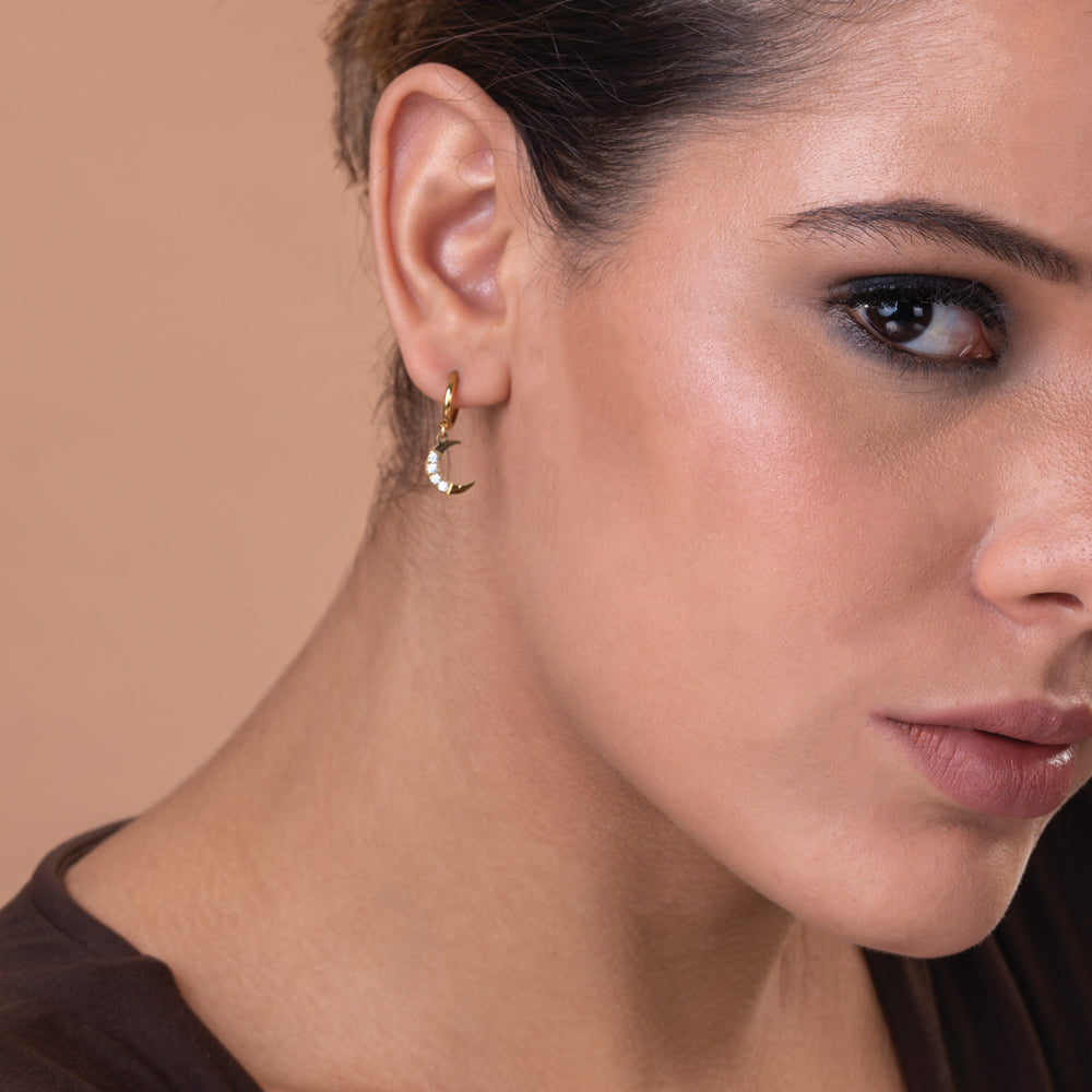 Studded Star Moon Hoop Earrings