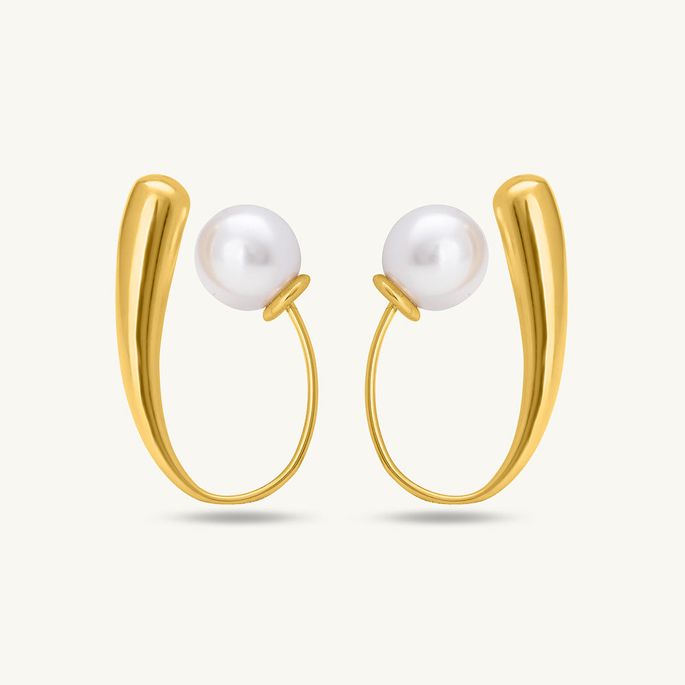 Single Pearl Necklace & Pearl Hook Earrings Combo Set