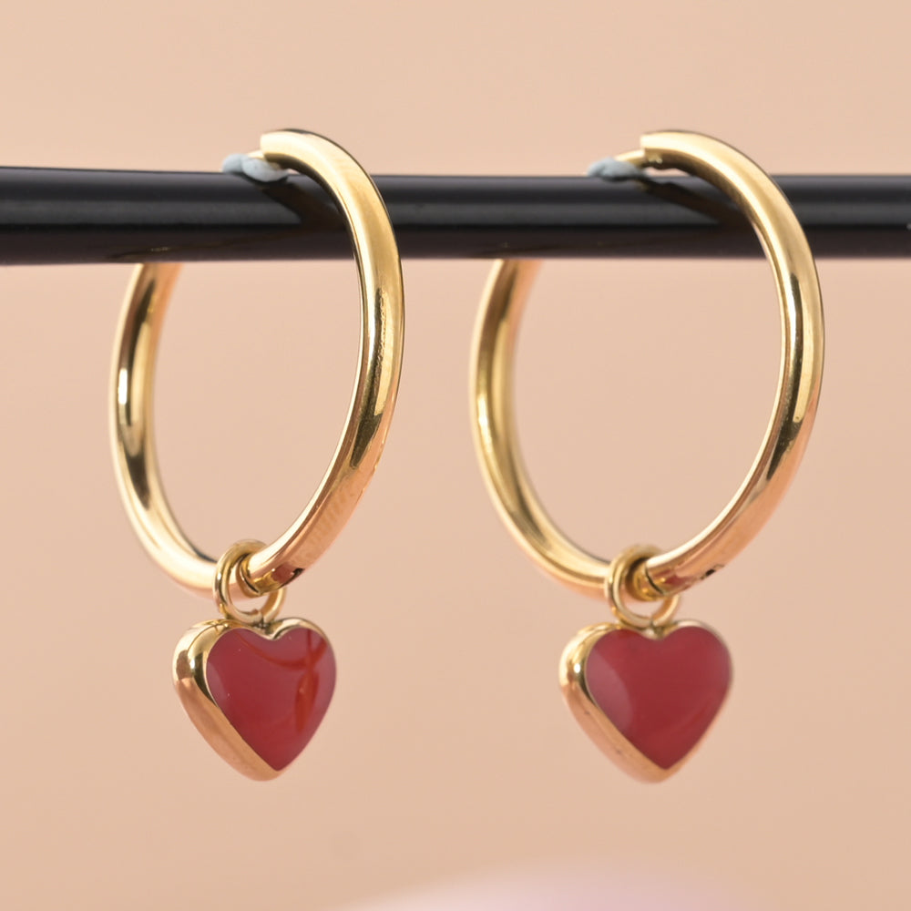 Red Heart Dangle Earrings