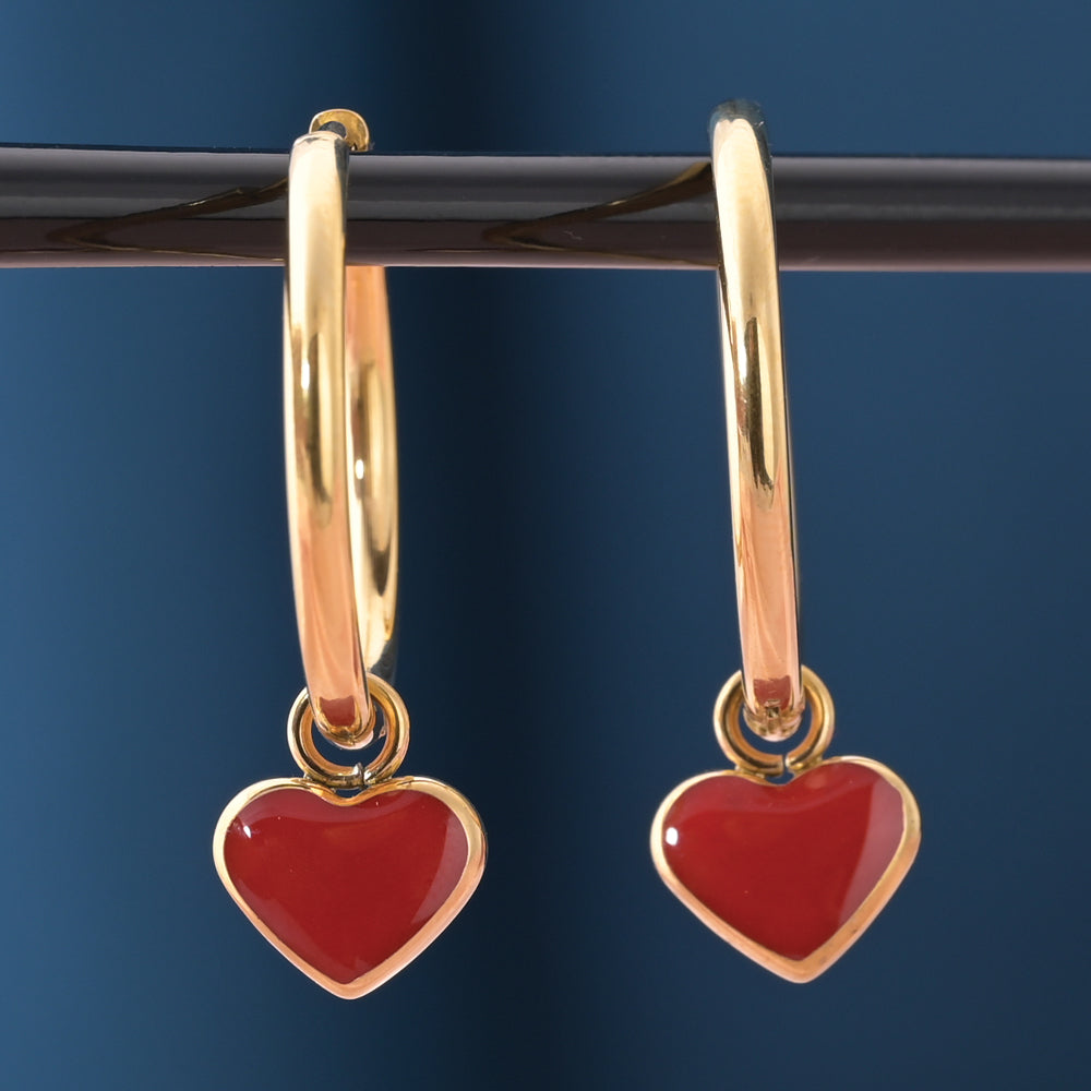 Red Heart Dangle Earrings