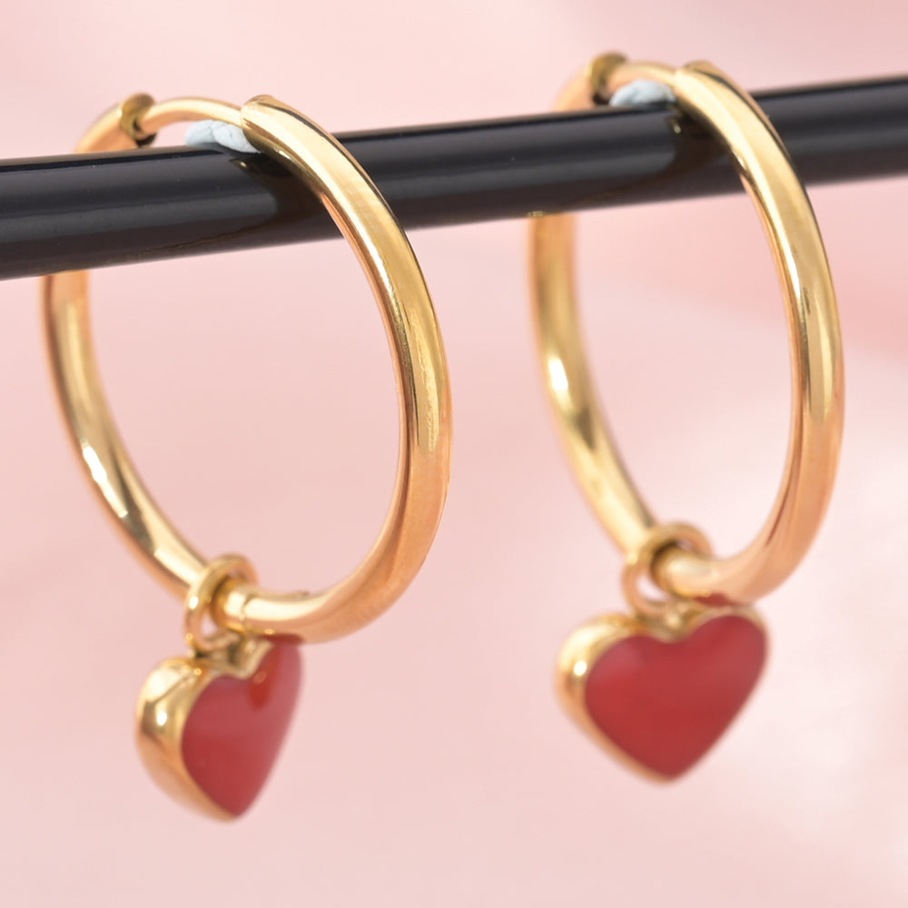 Red Heart Dangle Earrings
