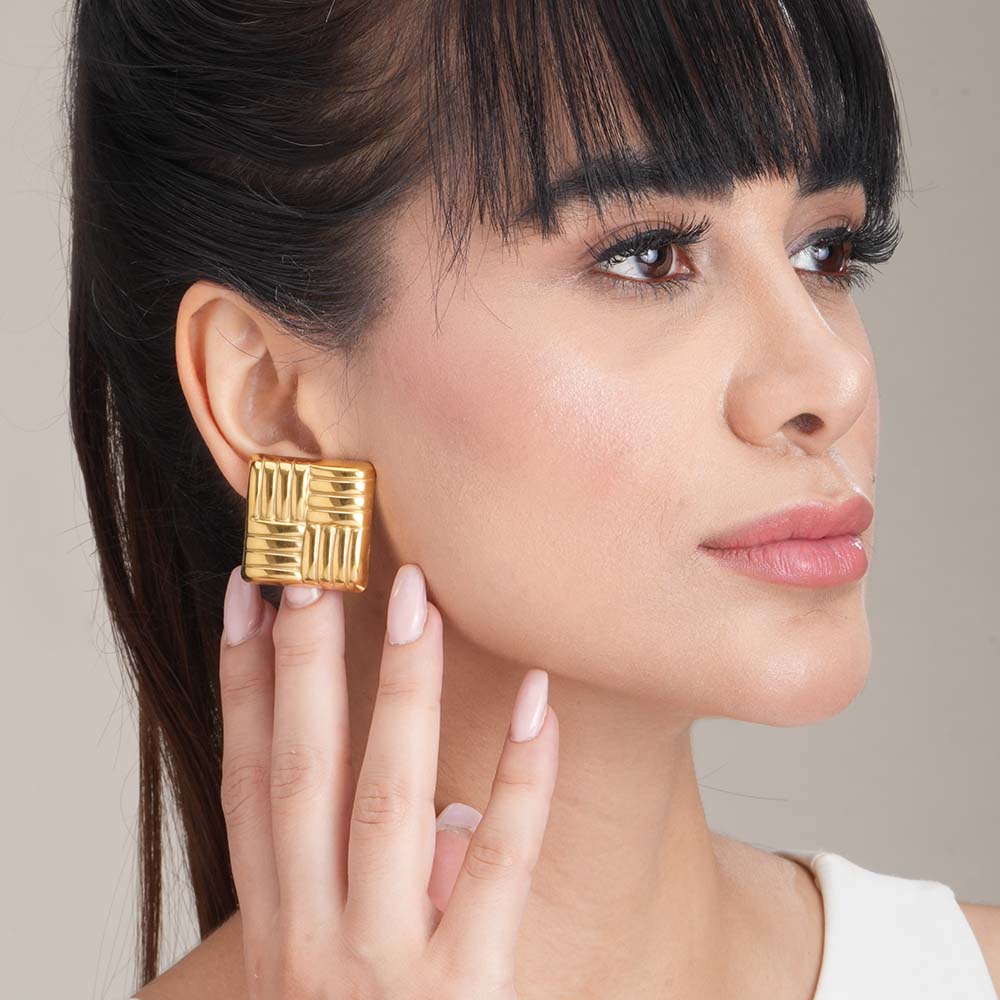Textured Square Earrings