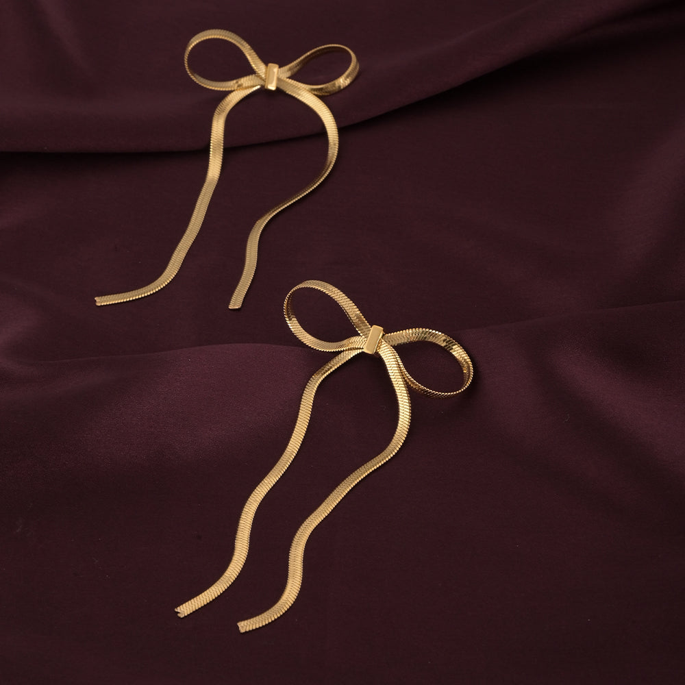 Golden Bows Drop Earrings