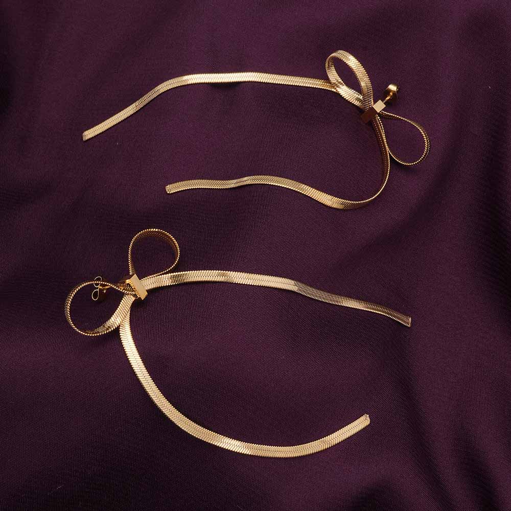 Golden Bows Drop Earrings