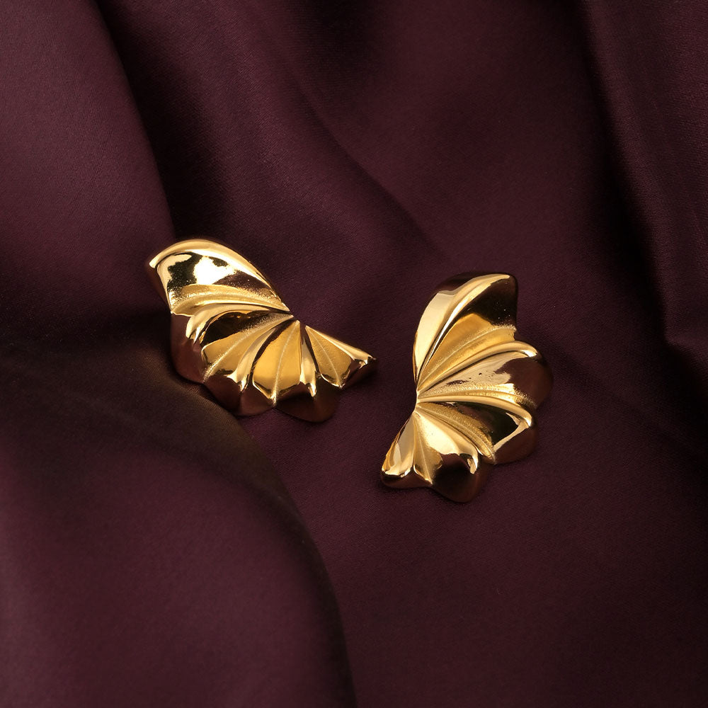 Gilded Leaves Stud Earrings