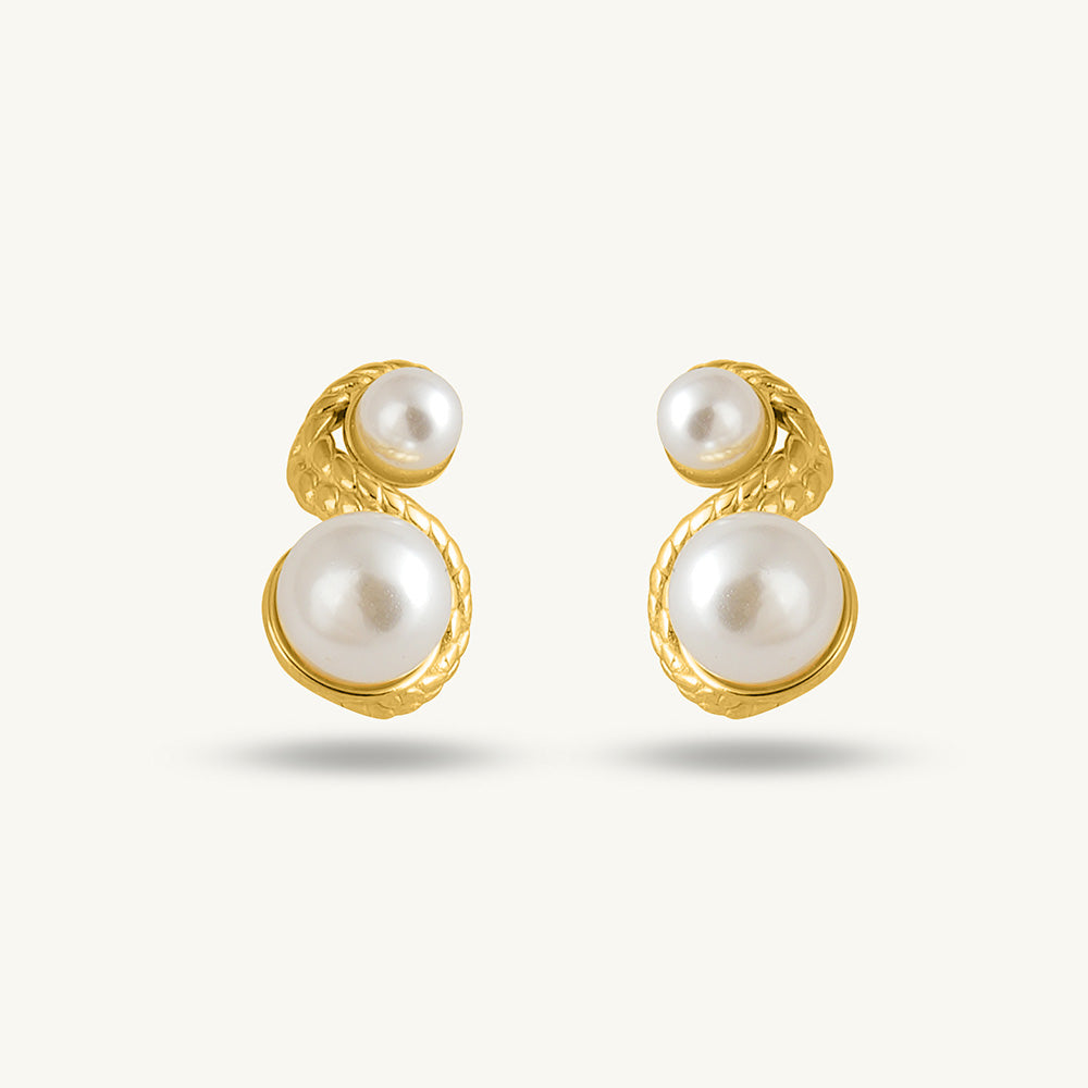 Classic Gold Bangle Bracelet & Enchantress Pearl Stud Earrings Combo Set
