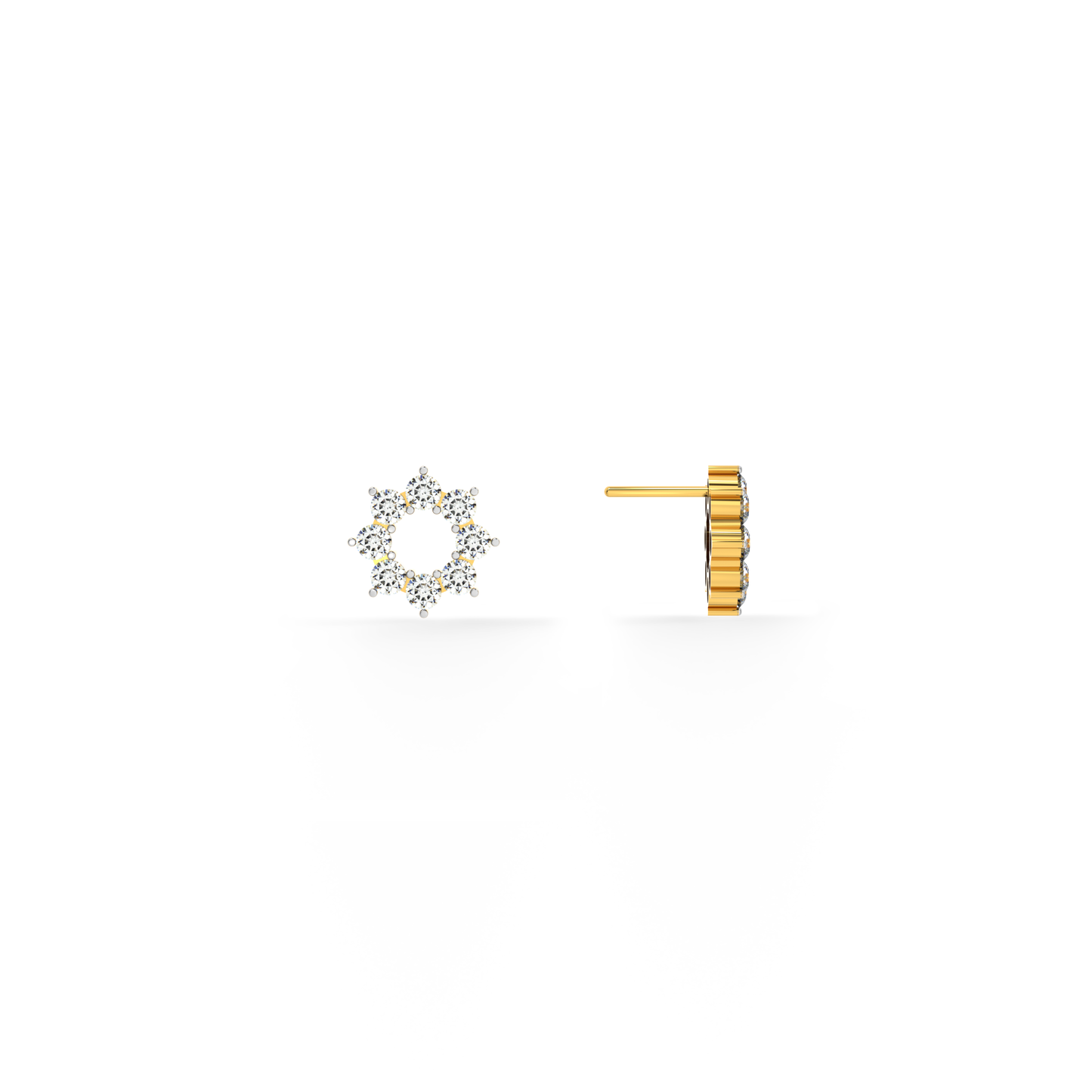 Elegant Floral 9KT Gold Lab Grown Diamond Stud Earring