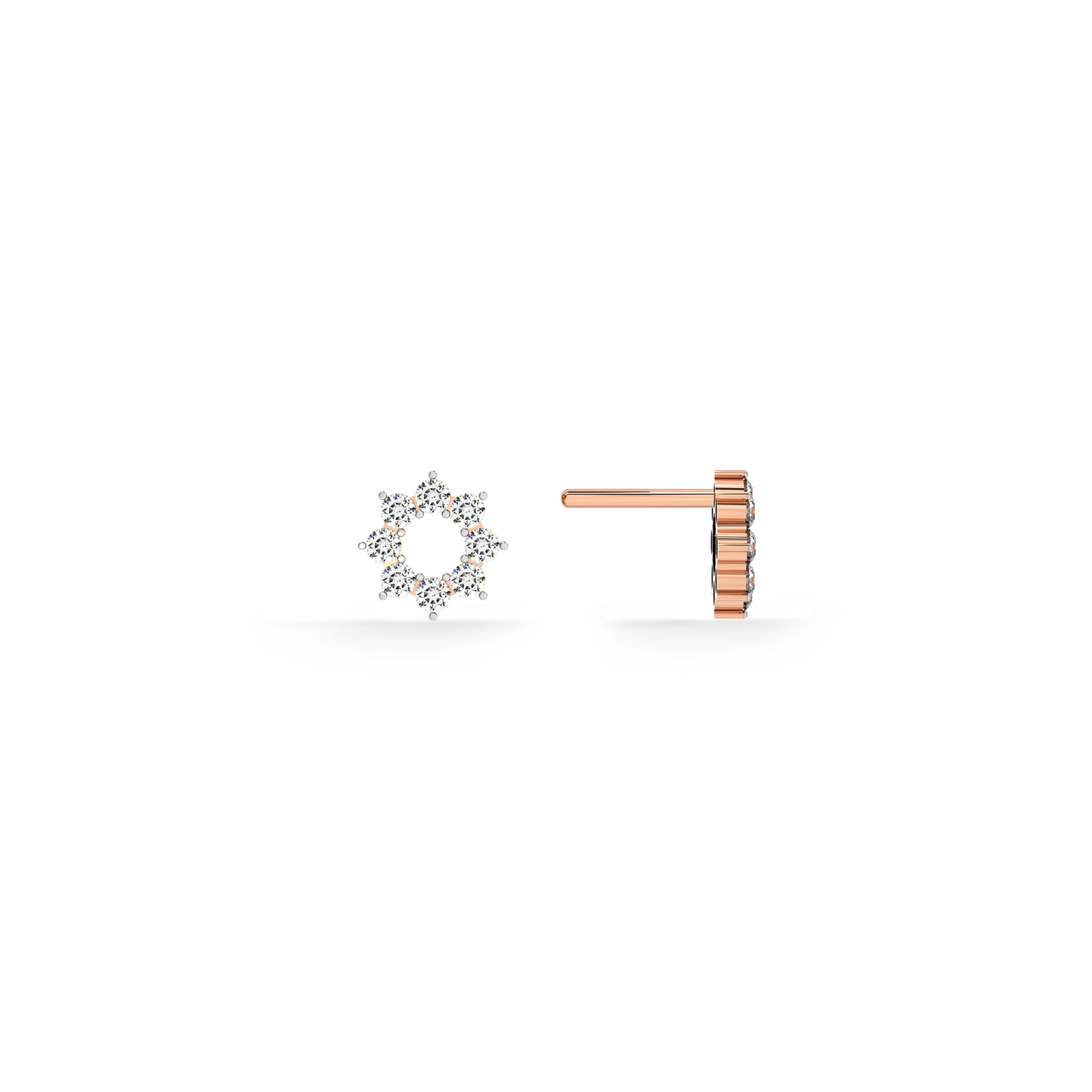 Elegant Floral 9KT Gold Lab Grown Diamond Stud Earring