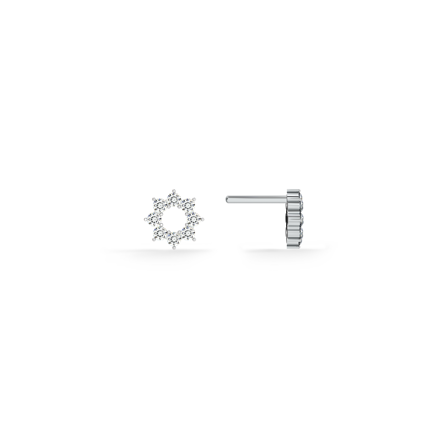 Elegant Floral 9KT Gold Lab Grown Diamond Stud Earring