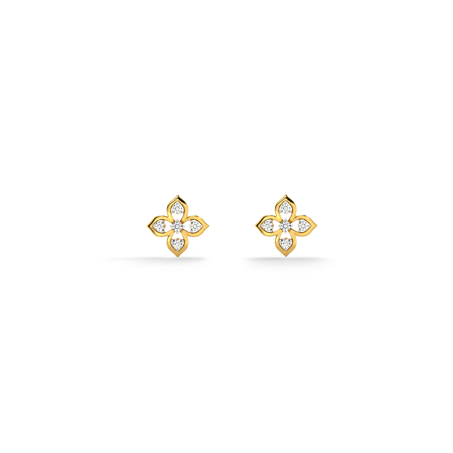 Petal Cluster 9KT Gold Lab Grown Diamond Stud Earring
