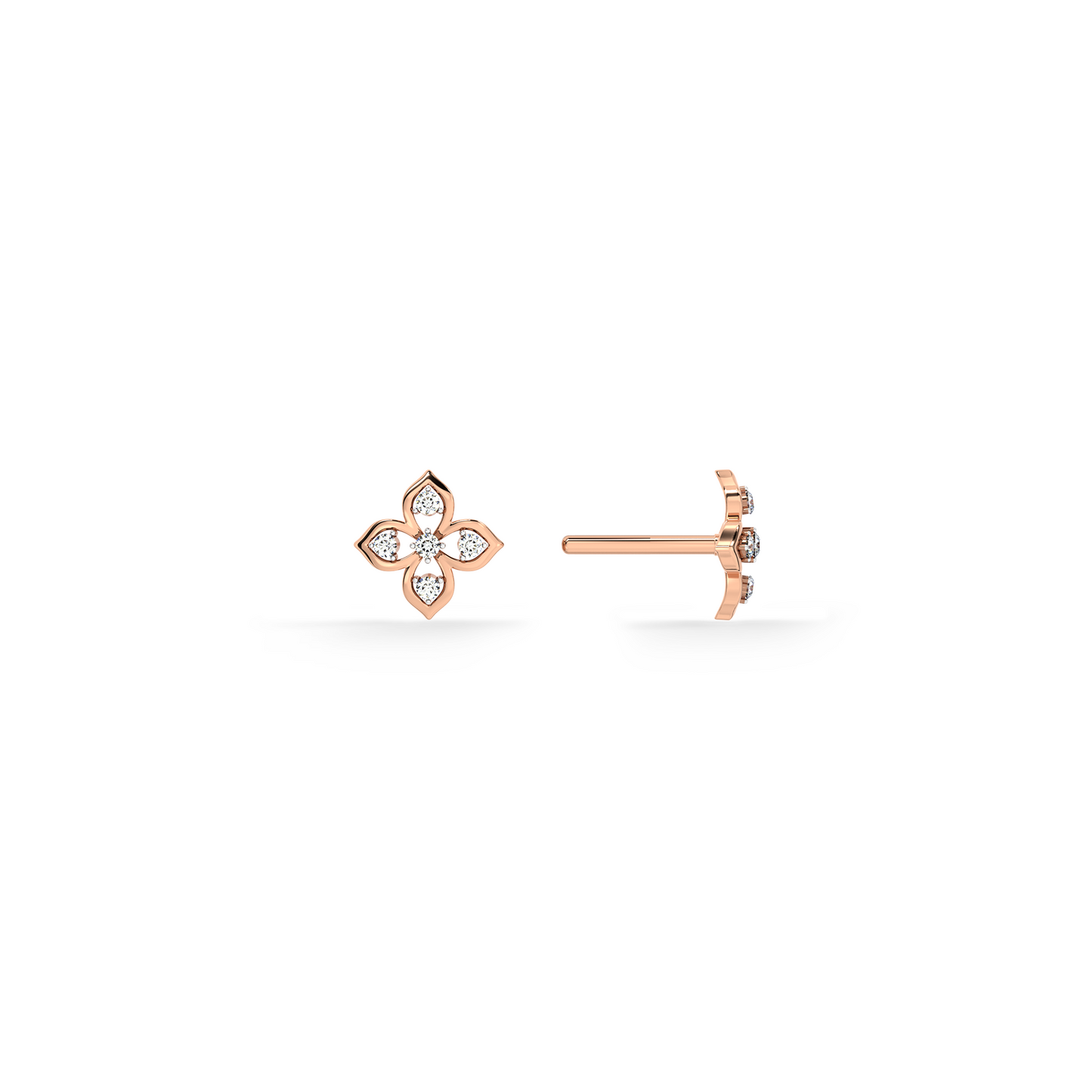 Petal Cluster 9KT Gold Lab Grown Diamond Stud Earring