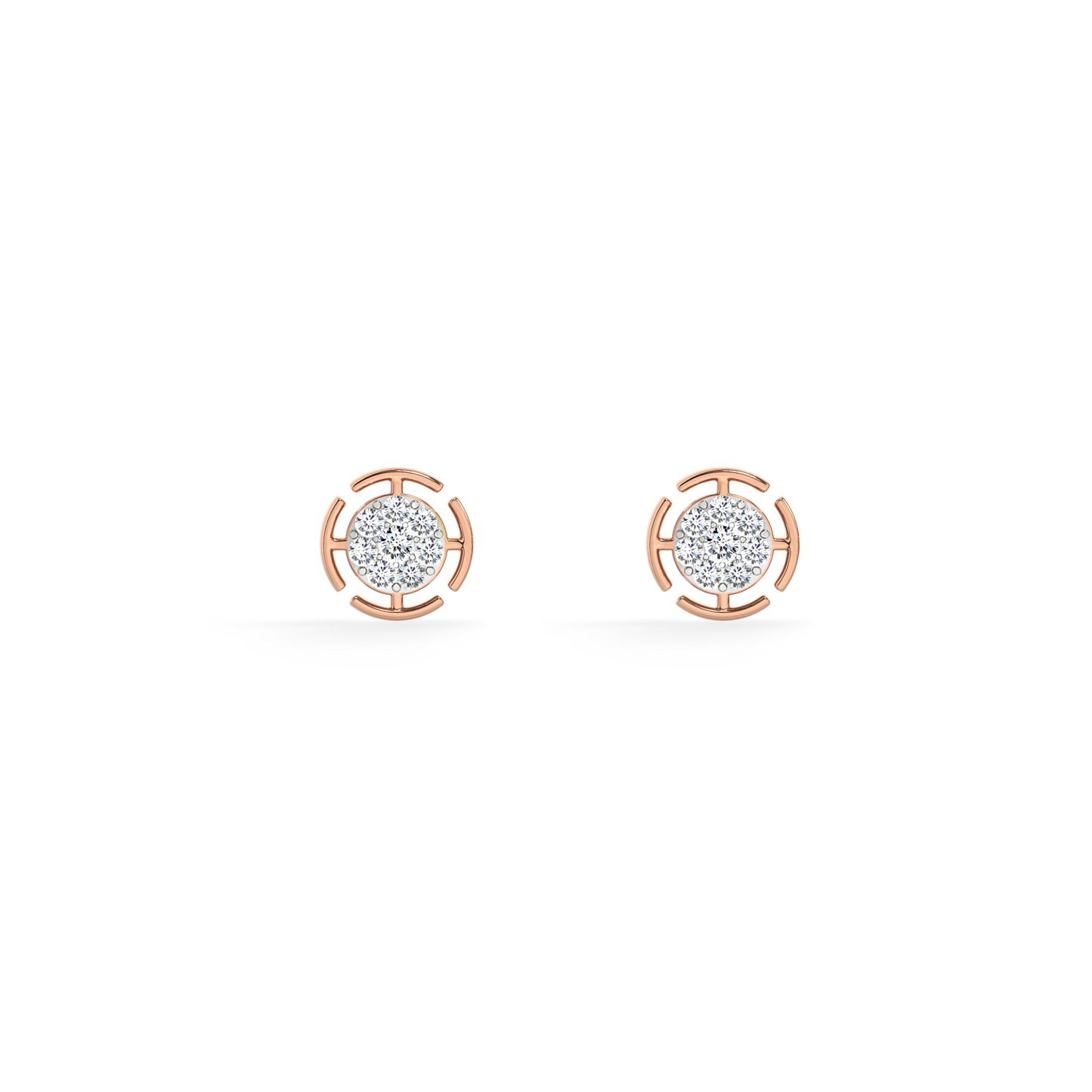 Radiant Grid 9KT Gold Lab Grown Diamond Stud Earring
