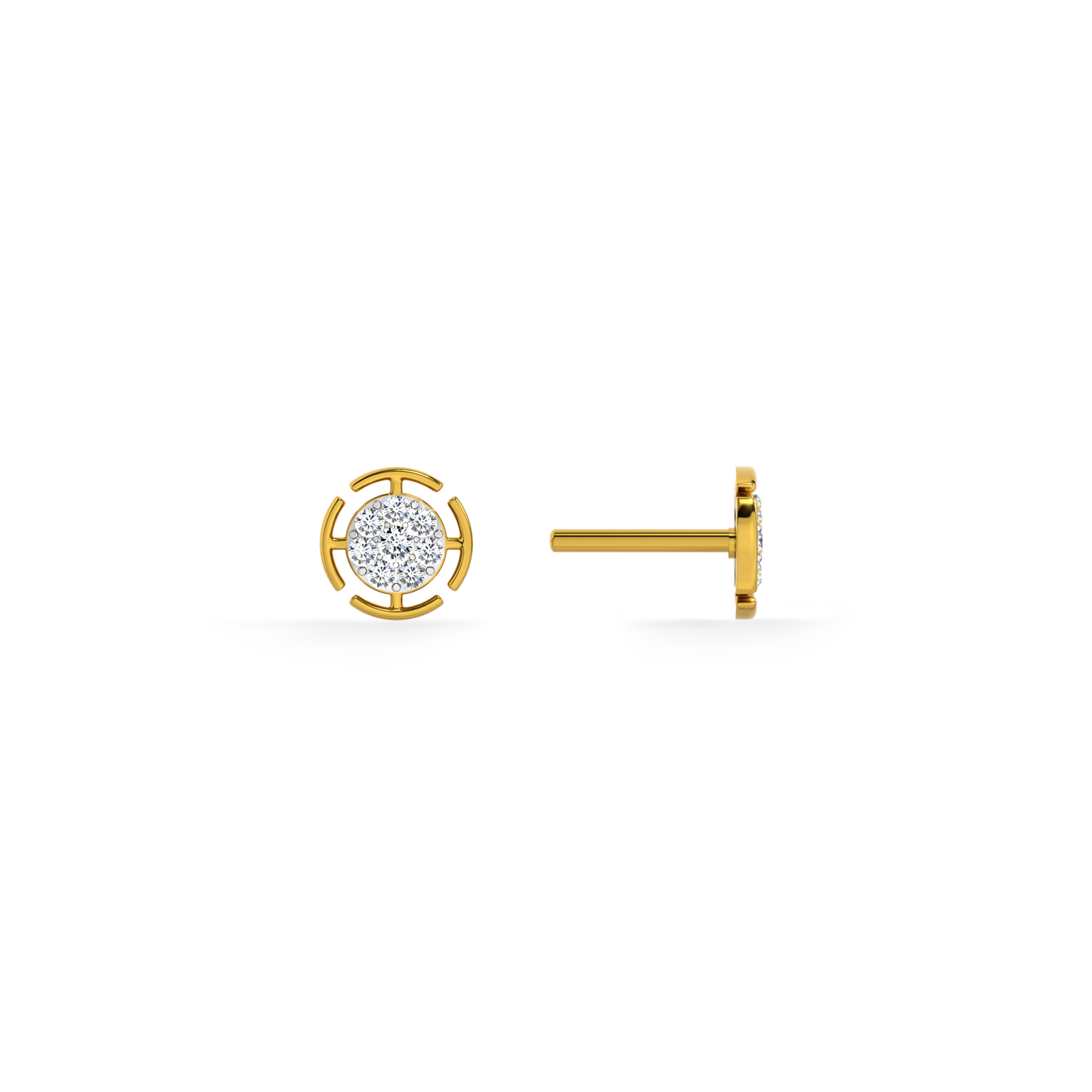 Radiant Grid 9KT Gold Lab Grown Diamond Stud Earring