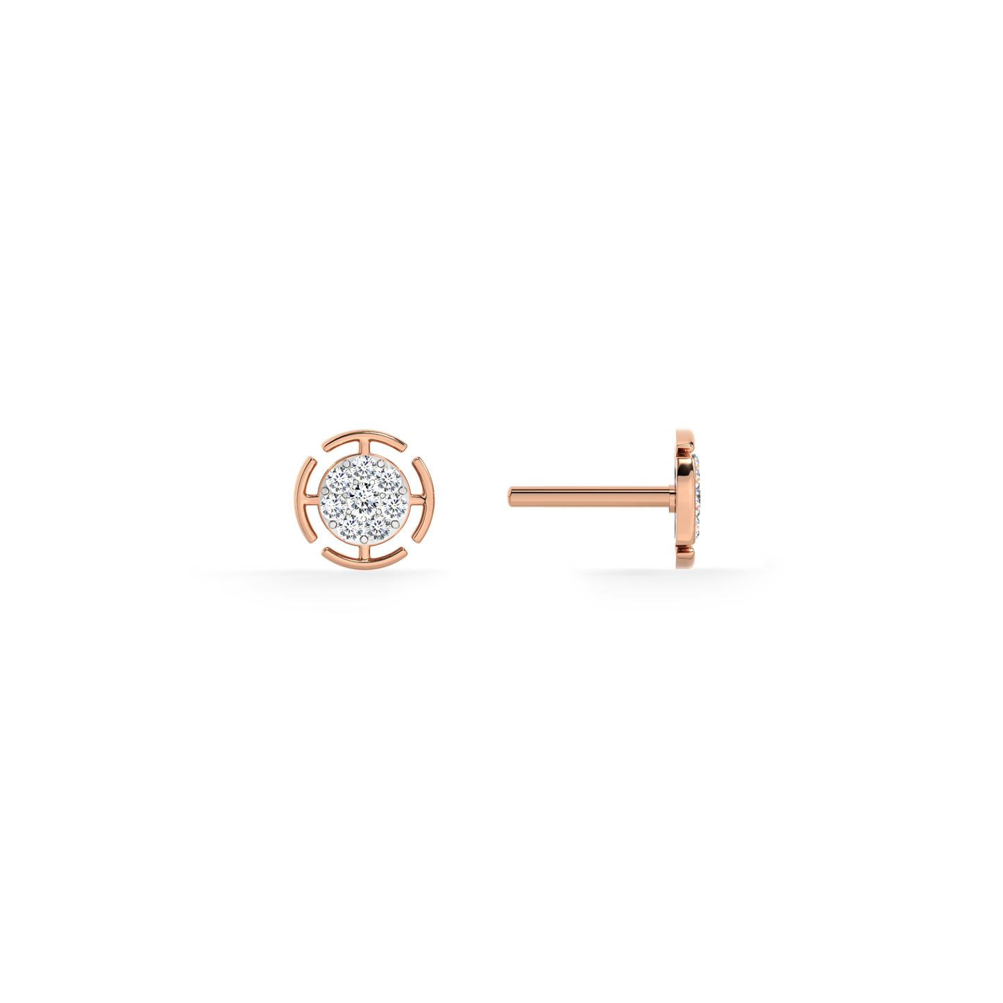 Radiant Grid 9KT Gold Lab Grown Diamond Stud Earring