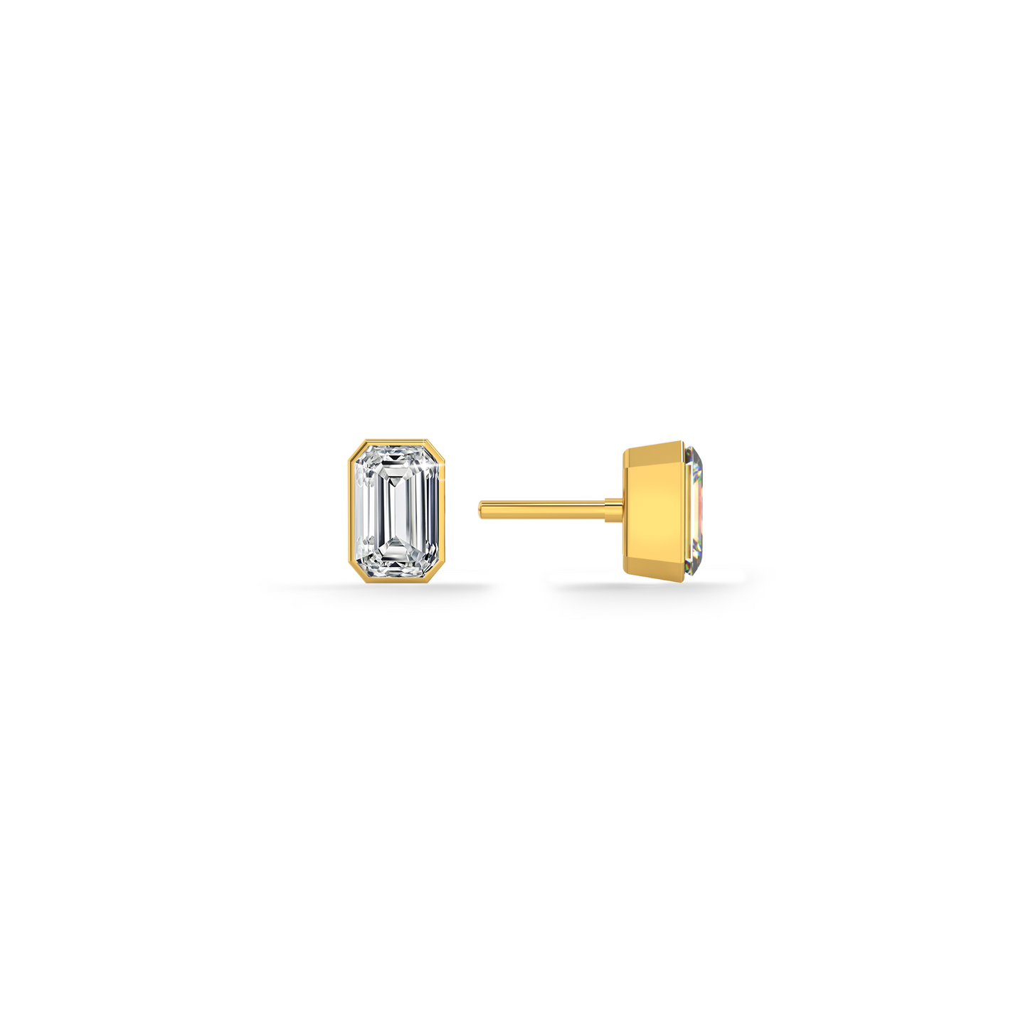 Linear Luxe 9KT Gold Lab Grown Diamond Stud Earring