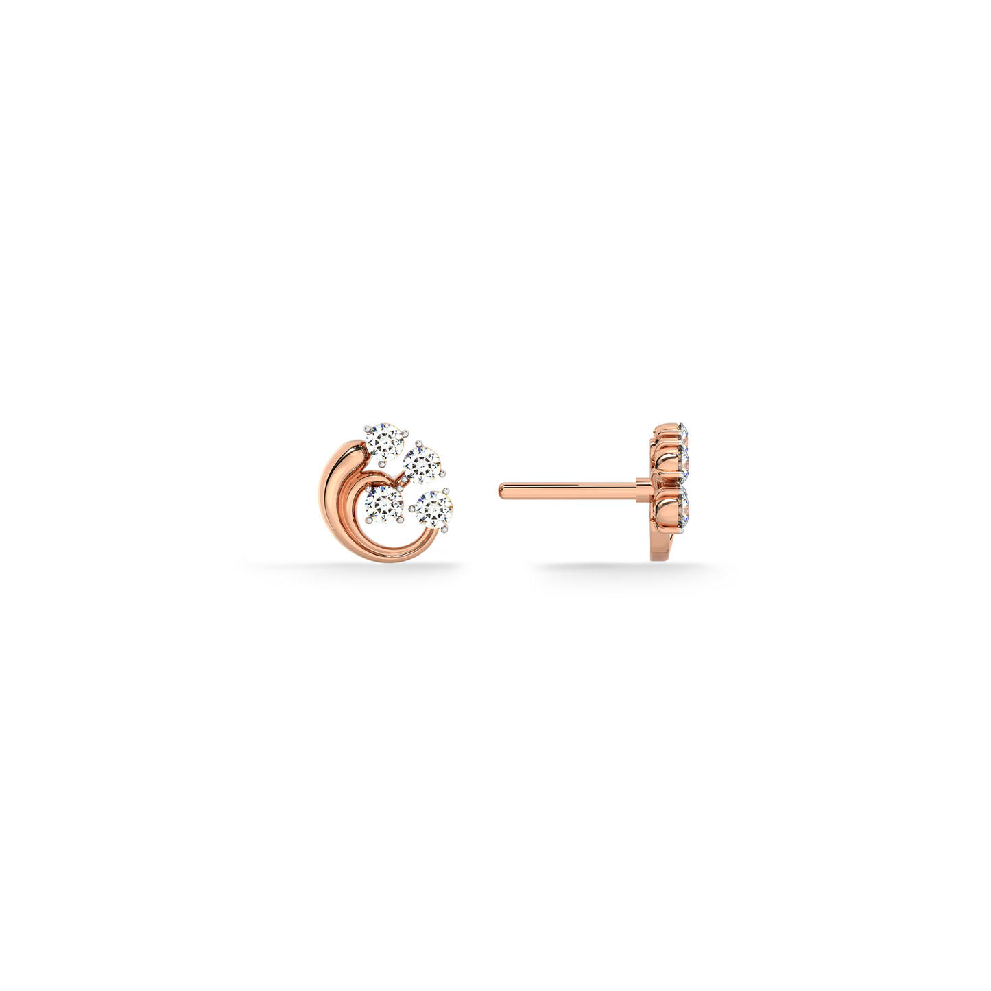 Orbit Cut Dome 9KT Gold Lab Grown Diamond Stud Earring