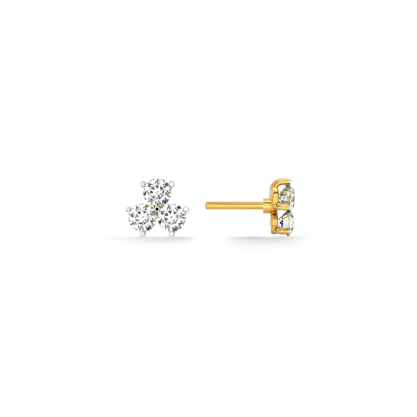 Triplit 9KT Gold Lab Grown Diamond Stud Earring