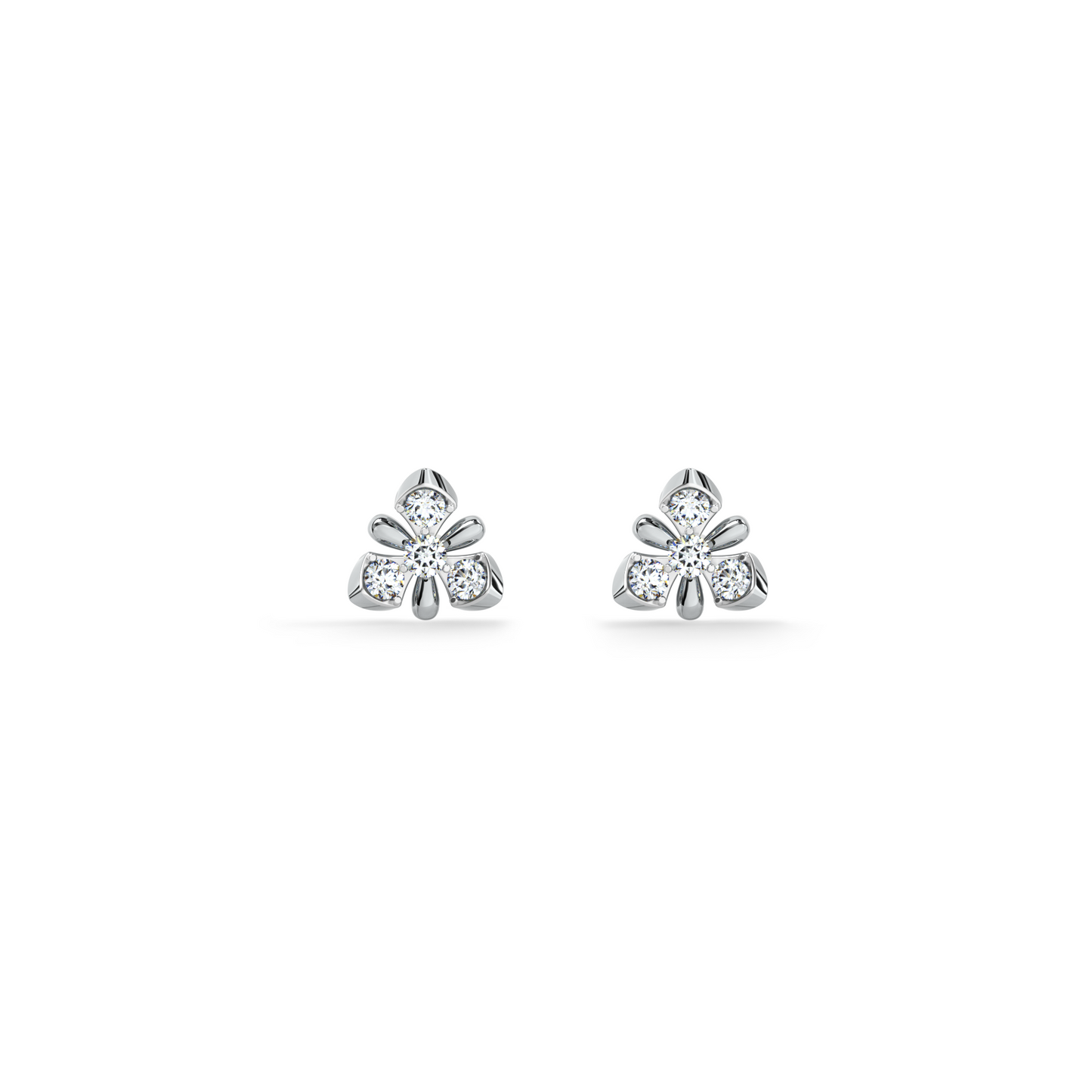 Trinity Bloom 9KT Gold Lab Grown Diamond Stud Earring