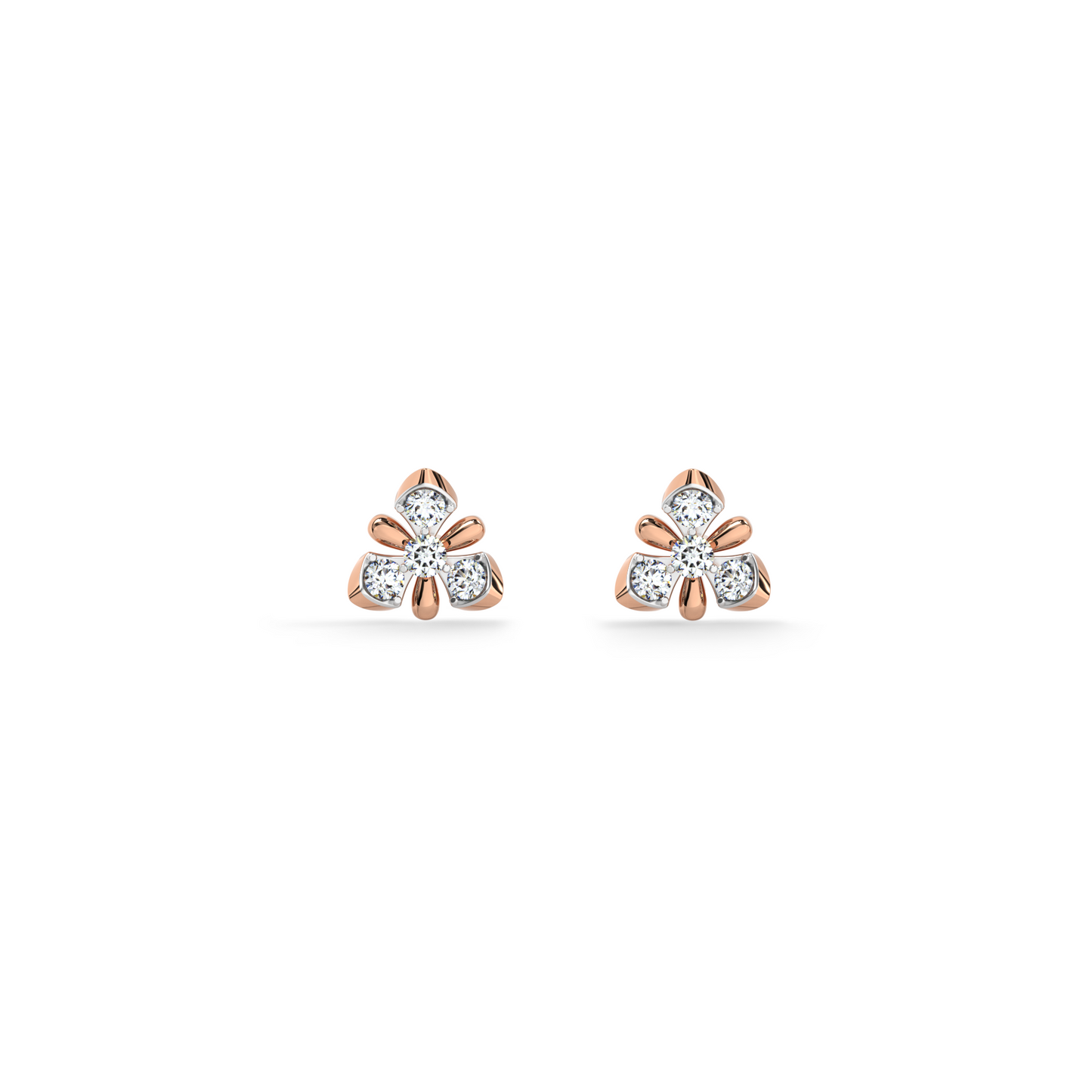 Trinity Bloom 9KT Gold Lab Grown Diamond Stud Earring