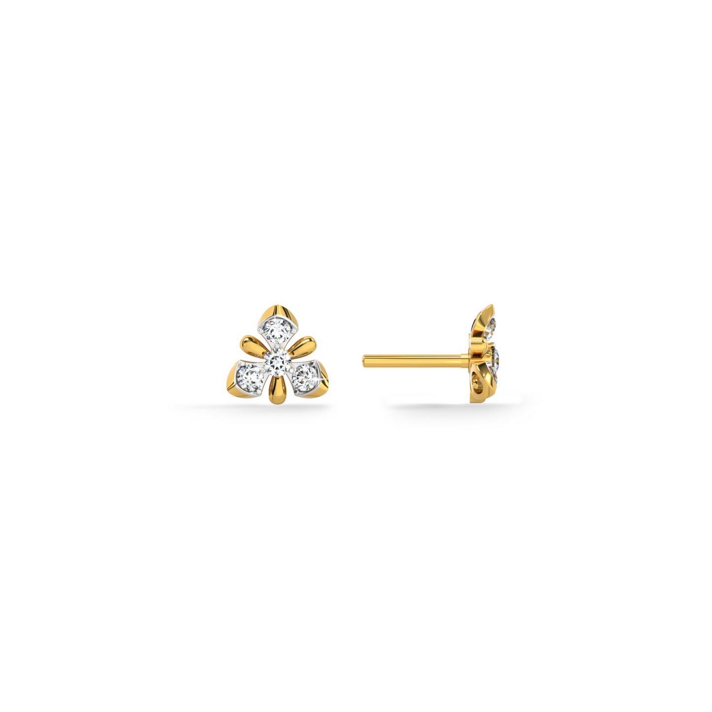 Trinity Bloom 9KT Gold Lab Grown Diamond Stud Earring